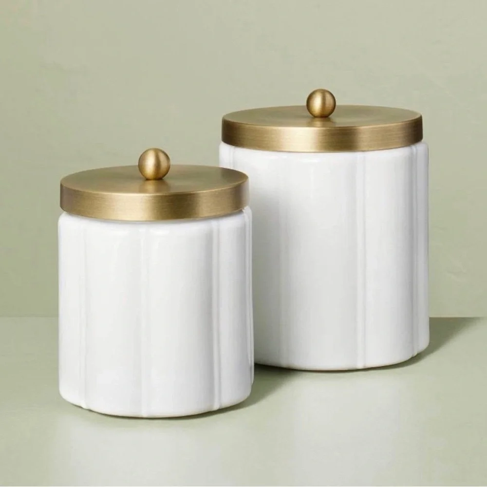 Milk Glass Bath Canister with Metal Lid Small - Hearth & Hand™ with Magnolia